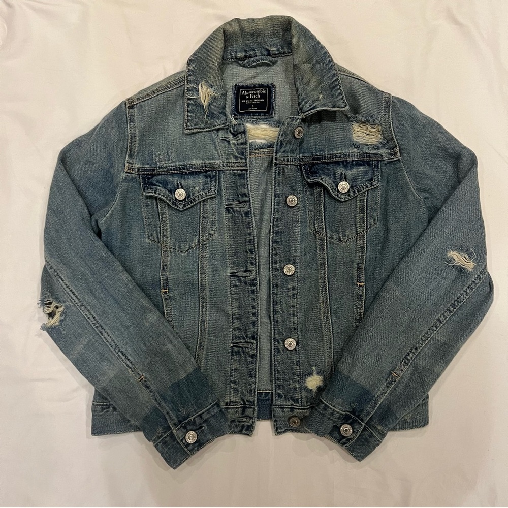 A&F Distressed Denim Jacket Sz. S